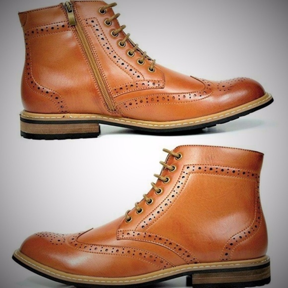 Mens "Bruno" Tan Ankle Boots/Oxfords - Picture 3 of 3